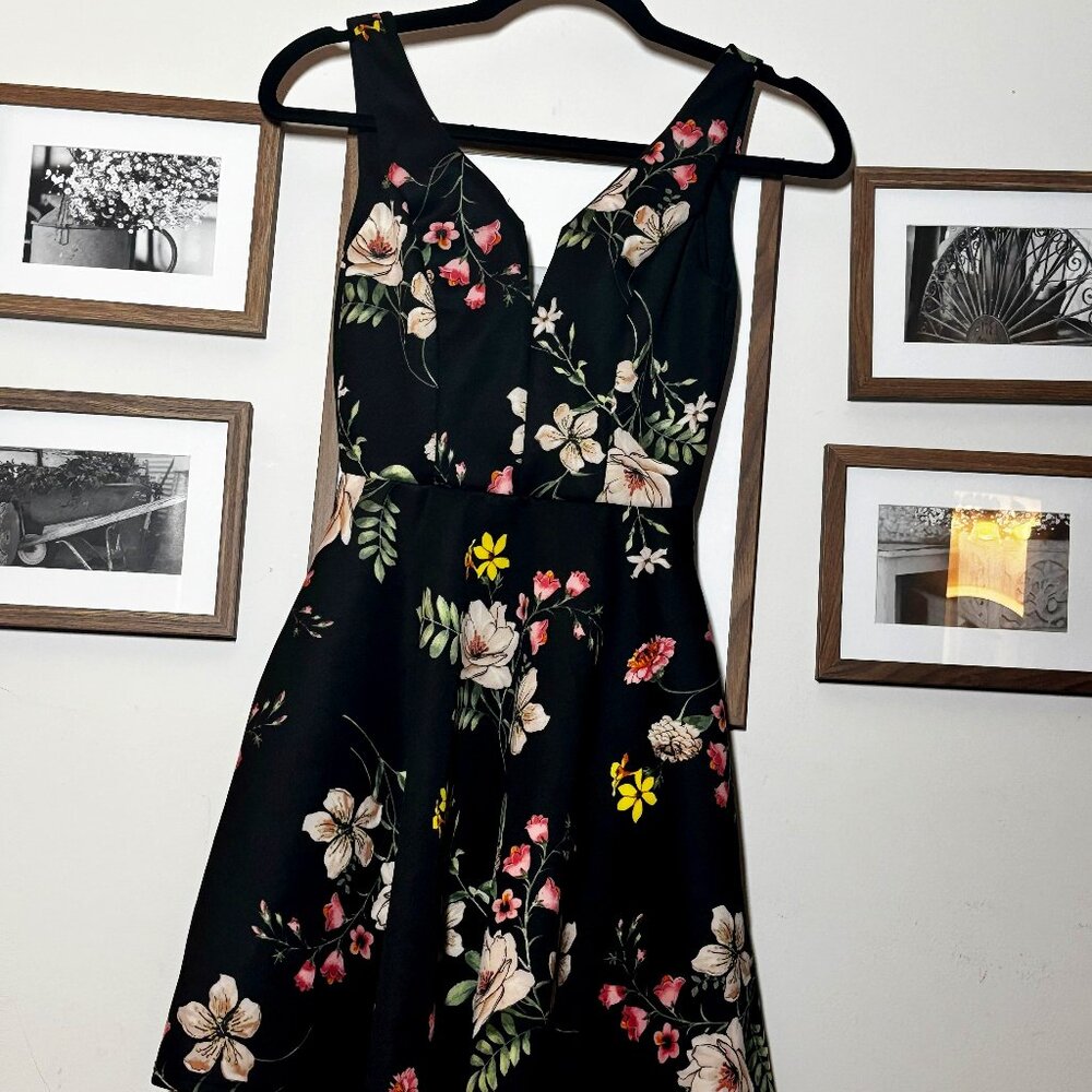 Altar’d State Black Floral Fit & Flare Dress